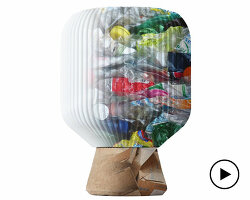 cozy cleo table lamp is made from recycled cardboard and 3D printed plastic bottles