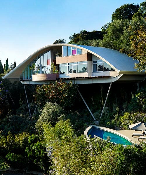 elevated on stilts above los angeles hillside, john lautner's modernist gem is listed for $16M
