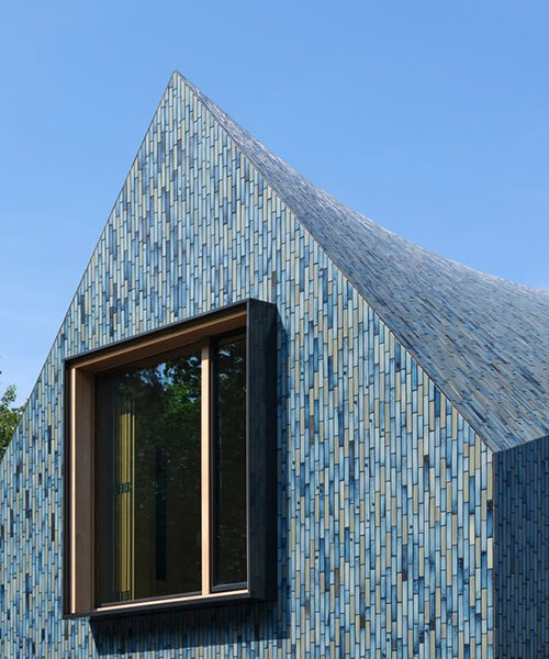 multicolored glazed tile cladding enchants mecanoo's villa bw with iridescent effect