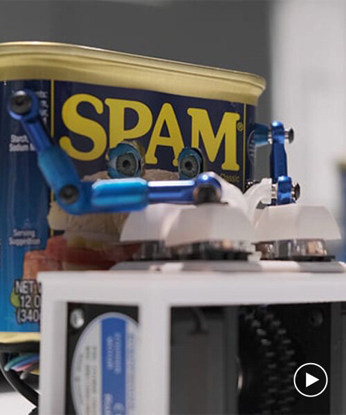 a fleet of AI-powered robotic spam cans narrate their tales with keyboards in hand