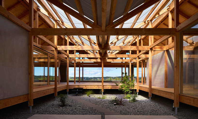 suppose design office tops permeable wooden house in japan with continuous gable roofs