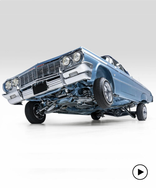 custom lowrider 1964 chevrolet impala convertible tilts and pumps over three wheels