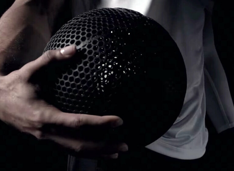 wilson debuts 3Dprinted airless basketball prototype with hexagon holes