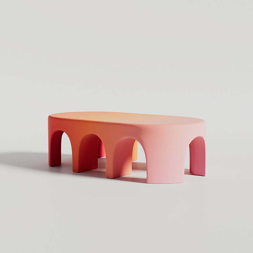 seba morales recreates architectural forms as 3D-rendered furniture set