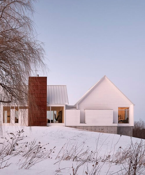 copper steel slabs of rural residence nod to the red earth of caledon badlands in canada
