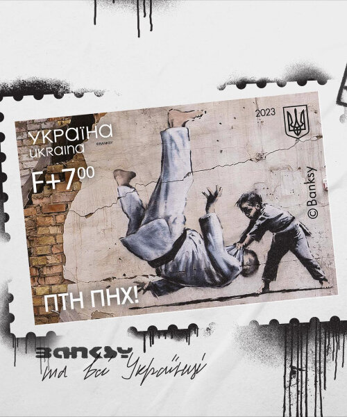 ukrainian postage stamps with banksy's graffiti commemorate one year of russia's invasion