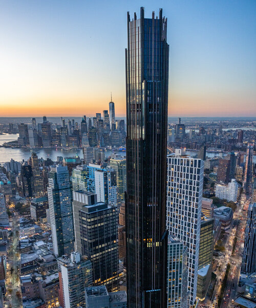 supertall 'brooklyn tower' by SHoP architects celebrates completion of its crown