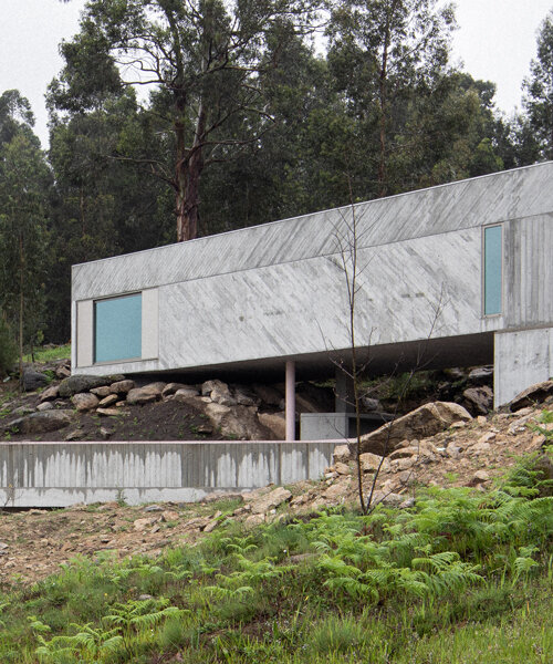 'tâmega' is a sculptural concrete home stretching horizontally across rugged land in portugal