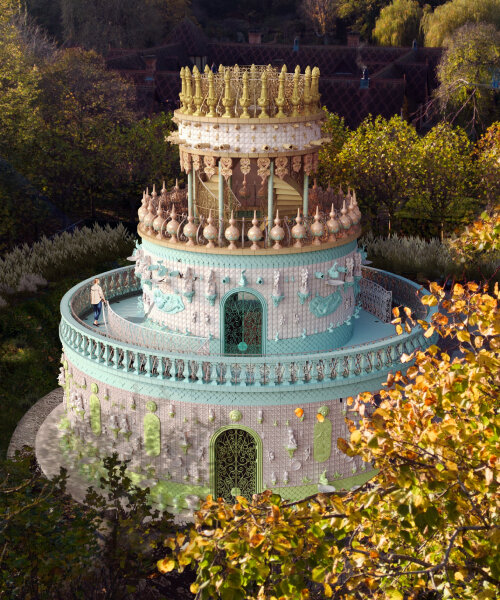 joana vasconcelos bakes three-tier ceramic wedding cake pavilion at waddesdon garden