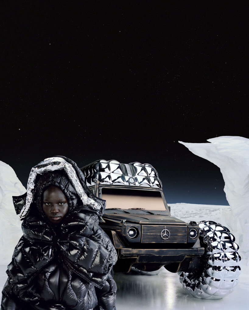 moncler's puffer jacket meets mercedes-benz's iconic G-class for