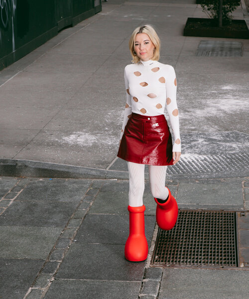 moschino red boots