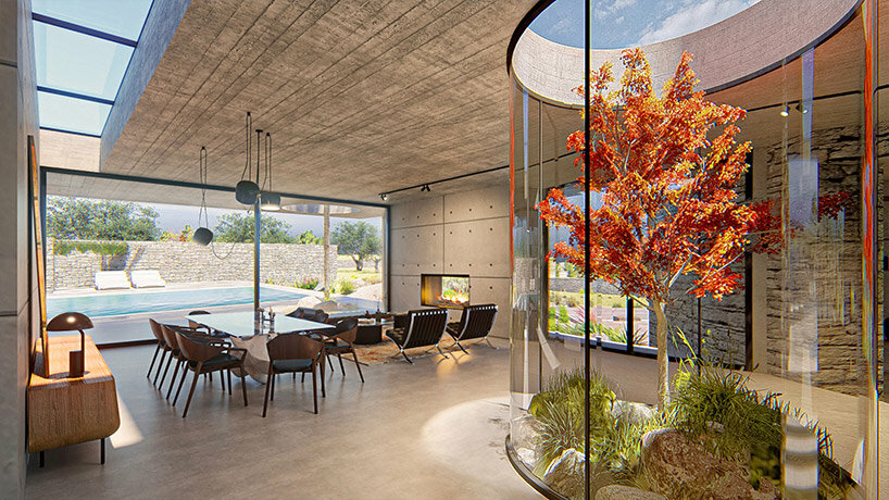 pavilion house in greece establishes a dynamic solid-void relationship 