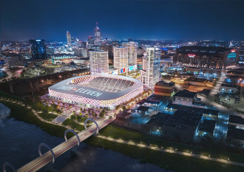 populous breaks ground on indy 'eleven park' soccer stadium wrapped in a luminous facade