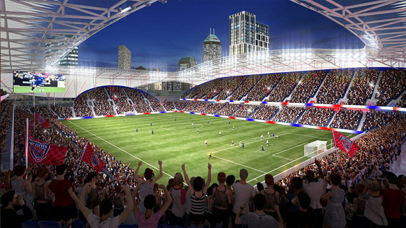 populous breaks ground on indy 'eleven park' multipurpose stadium wrapped in a luminous facade