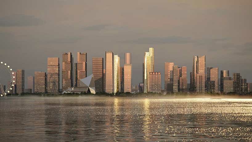 BIG's prisma towers subtly shimmer in the skyline of shenzhen