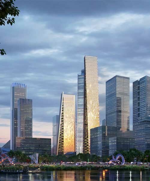 BIG's prisma towers subtly shimmer in the skyline of shenzhen