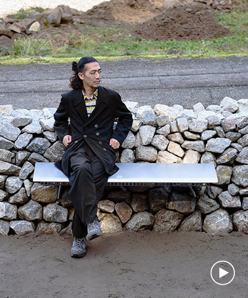 AATISMO revives traditional dry stone wall construction for this sustainable bench in japan