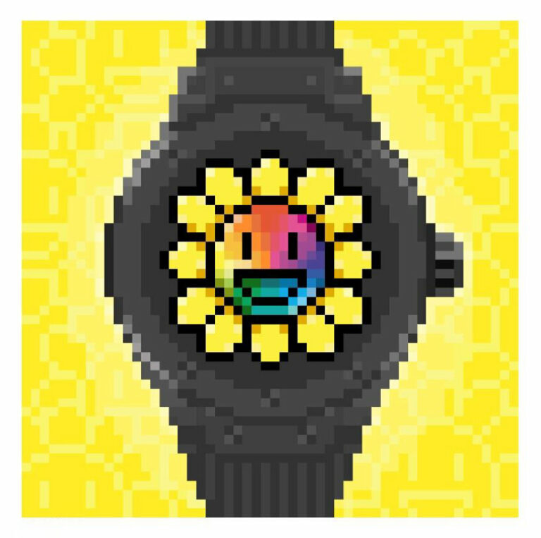 takashi murakami & hublot enclose jeweled smiling flower in 13 black