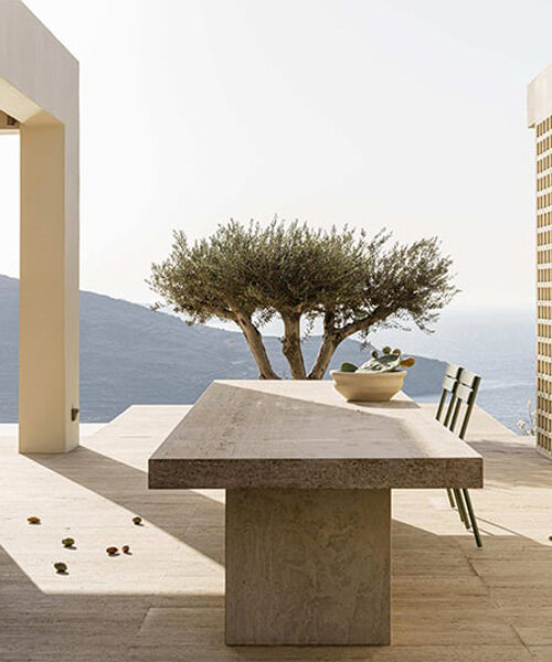 studiokontodimas unveils cluster of perforated volumes for quiet cliffside villa in greece  