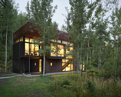 CLB architects' light-filled 'paintbrush residence' emerges from an aspen grove in wyoming