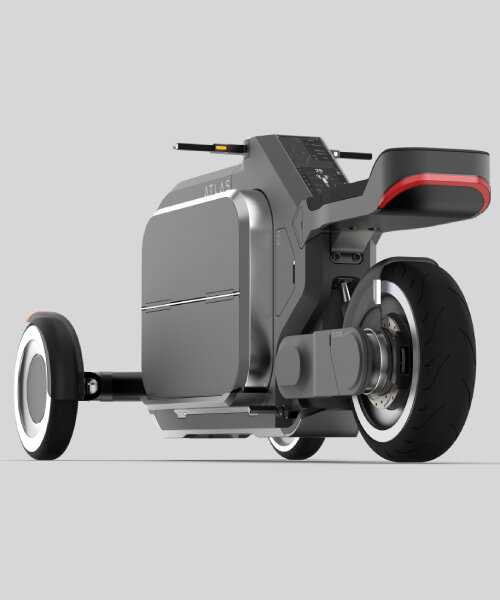 ATLAS, a three-wheeled electric delivery scooter, keeps groceries fresh in its storage pods