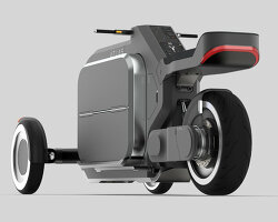 ATLAS, a three-wheeled electric delivery scooter, keeps groceries fresh in its storage pods
