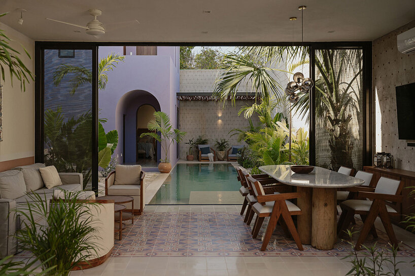 workshop architects revitalizes mexican casa pulpo infusing vibrant purple hues