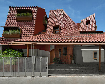 the distracted house's traditional 'joglo' roof protrudes mountain-like peaks in indonesia
