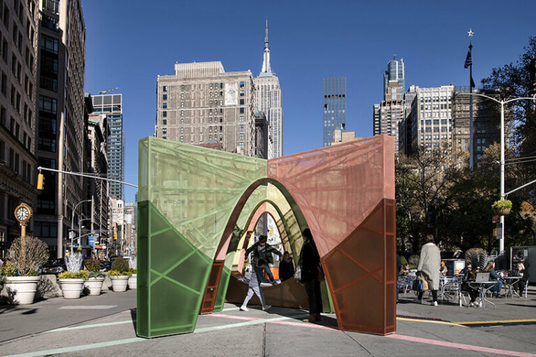 new york illuminated by atelier cho thompson's 'interwoven' pavilion