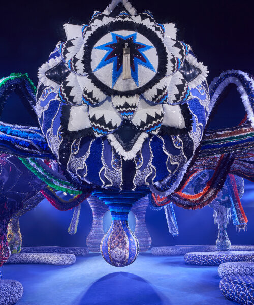 epic textile installation by joana vasconcelos sets the backdrop of dior's AW23 show