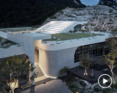 LESS architects weaves new clubhouse into the hilly landscape of wonju in south korea