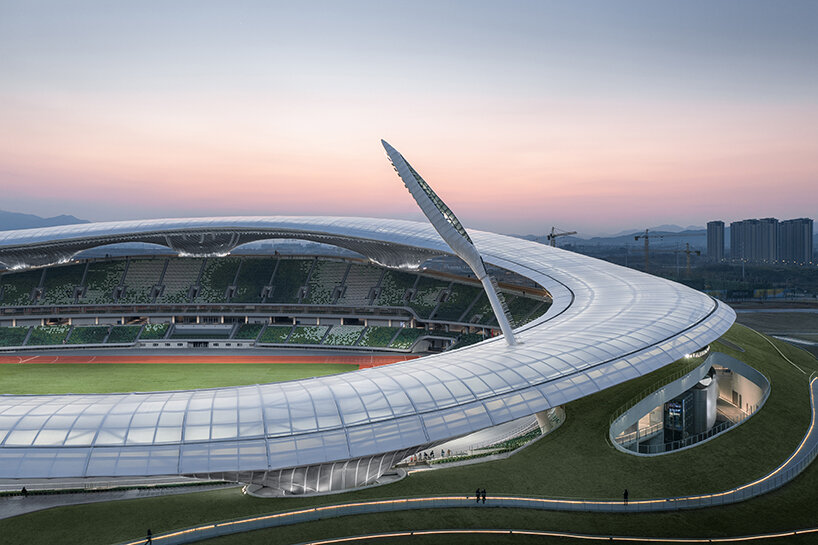 MAD's ma yansong at China's Quzhou Sports Park, the largest earth-protected complex ever built