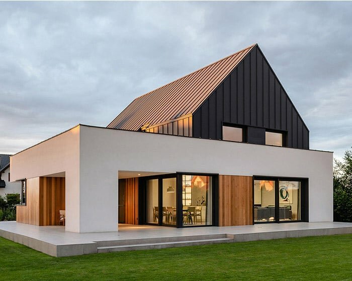 barn typology and modernism meet in residential project in poland