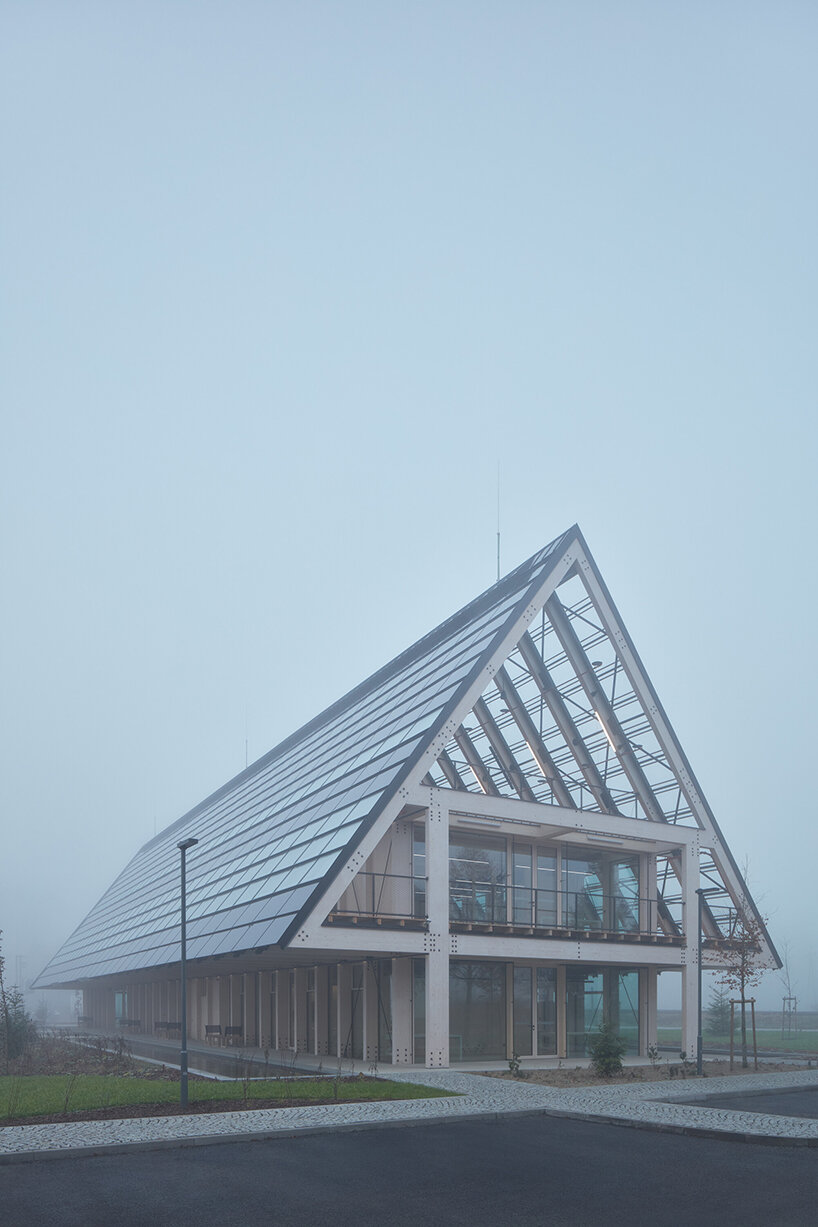 kloboucká lesní headquarters emerges as a modular timber shell kloboucká lesní headquarters emerges as a modular timber shell