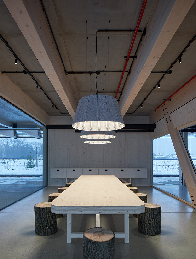 a modular timber shell envelops this new office space by mjölk architekti in czechia