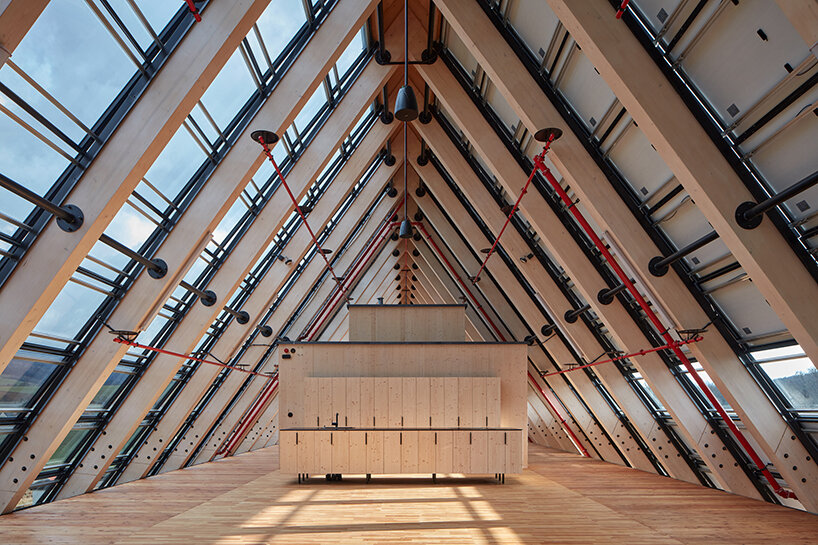 a modular timber shell envelops this new office space by mjölk architekti in czechia