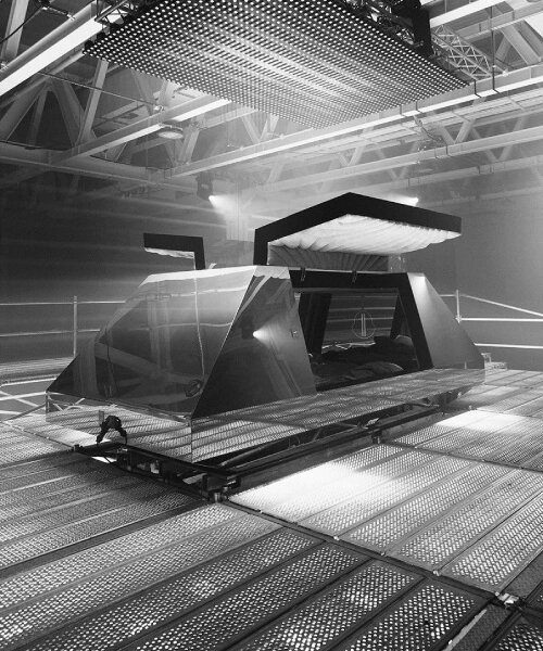 moncler and rick owens’ monolithic steel sleeping chamber drowns out external noises