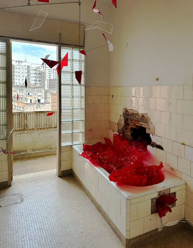 three floors of vivid interventions give life to abandoned building for design week são paulo