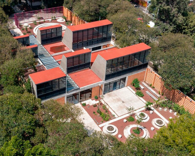 exposed brick and concrete frame social and educational infrastructure in mexico