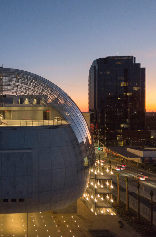 saflex structural interlayer supports glass sphere in hollywood