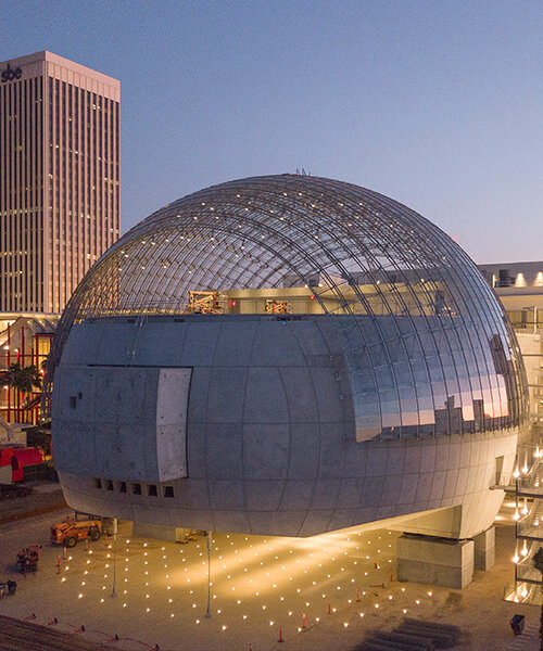 glass sphere spotlights renzo piano's academy museum of motion pictures, hollywood