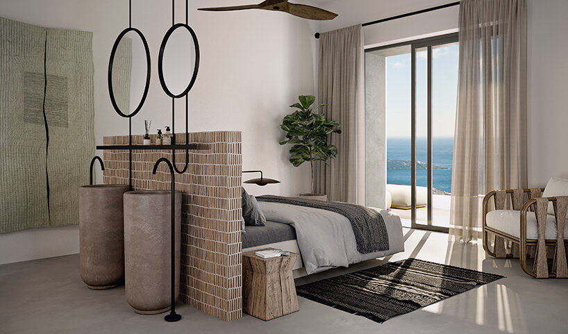 A&M architects visualizes three linear villas semi-buried in the greek island of karpathos