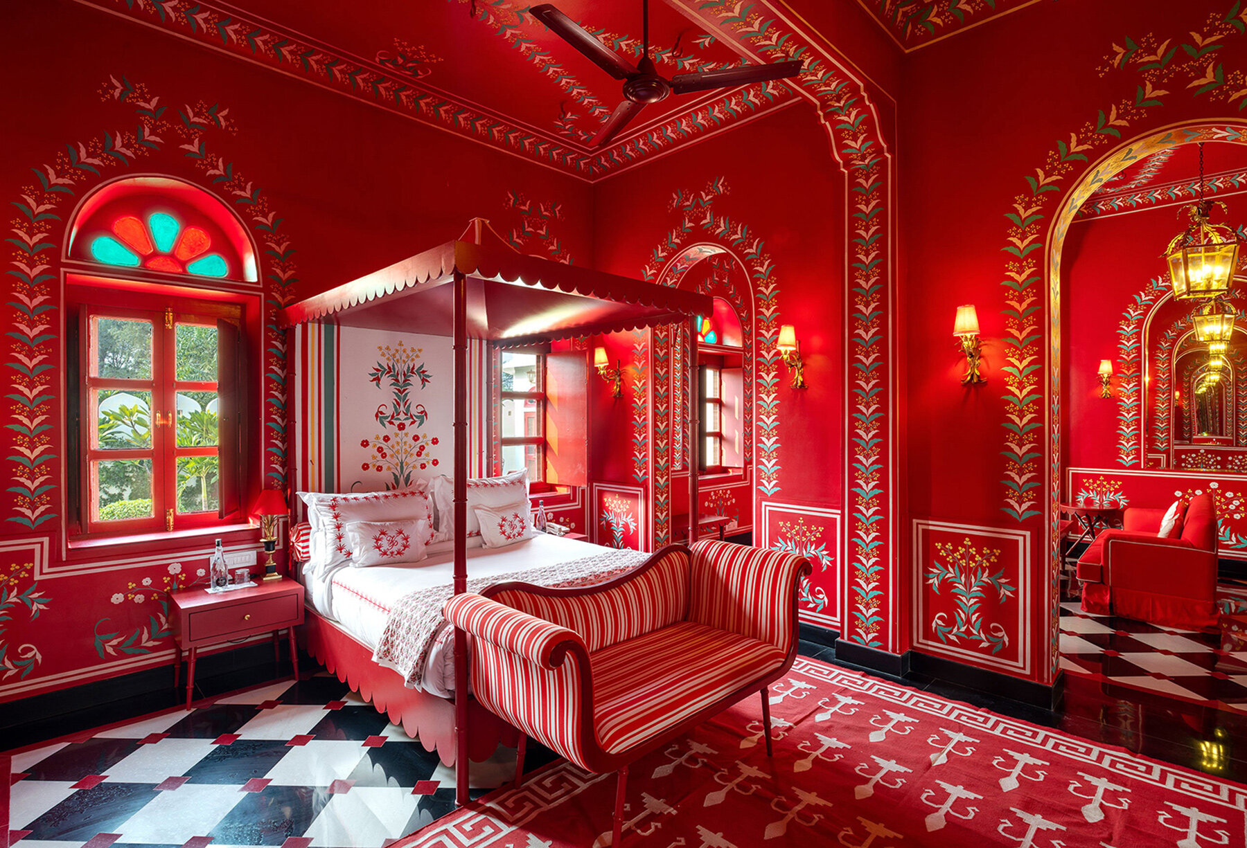 ornate rajasthani 'villa palladio jaipur' flooded with bold maximalism