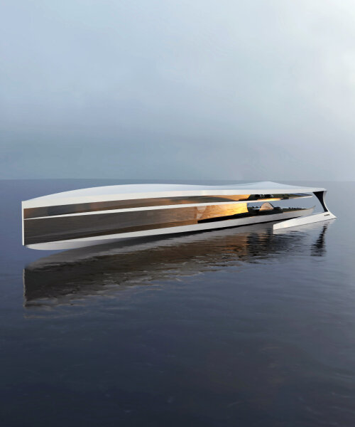 megayacht 'wakinyan' takes after a large bird beak enclosed with tempered glass