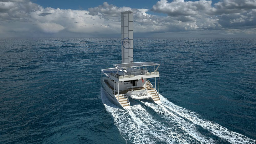 Solar-powered Zen50 Catamaran Integrates Automated Wingsail For Zero 