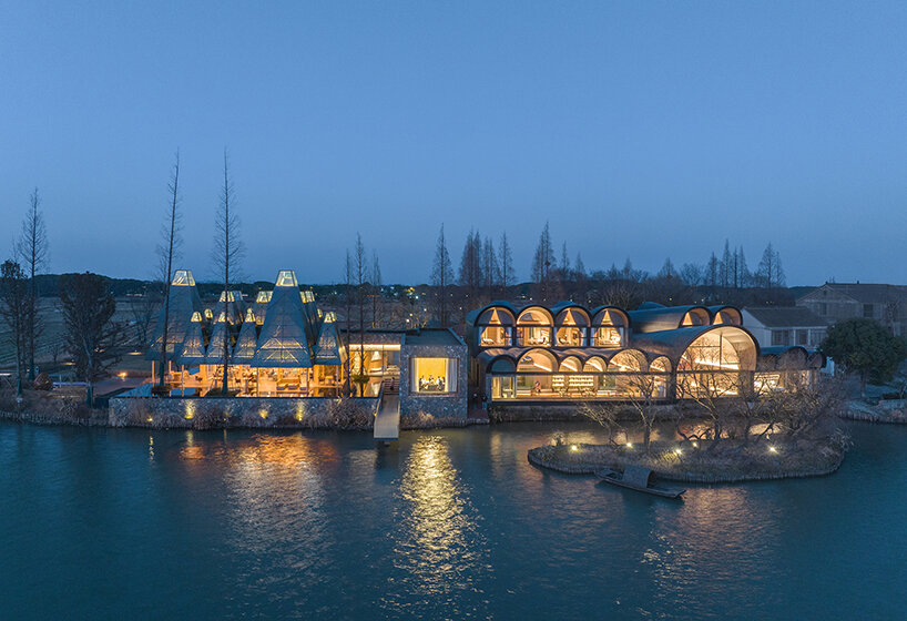 GOA and WJ studio's 'boatyard hotel' in china unfolds as a series of arched canopies