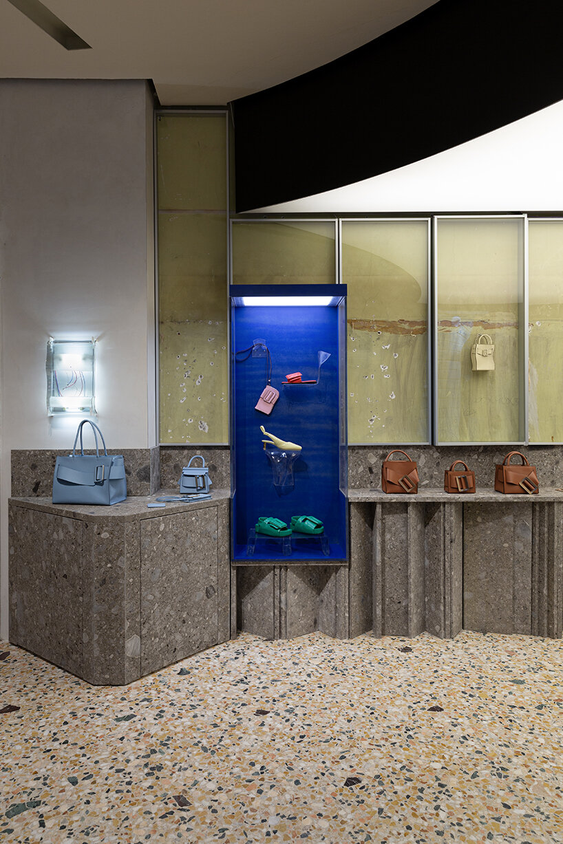 rough textures + terrazzo tiles adorn BOYY's FOS-designed flagship store in milan