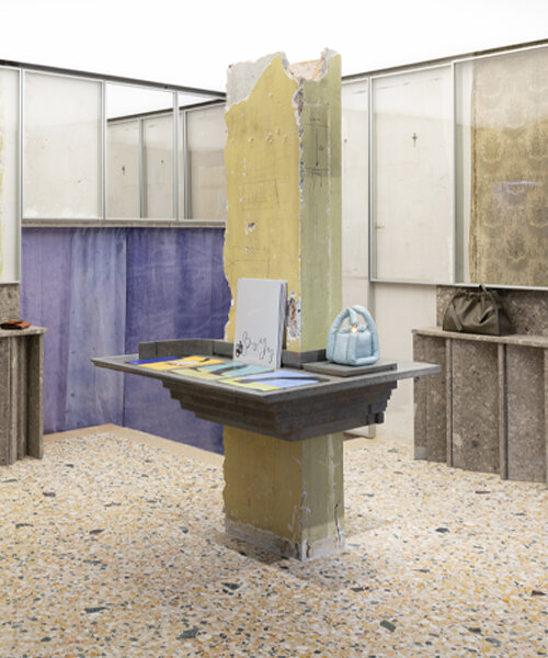 rough textures + terrazzo tiles adorn BOYY's FOS-designed flagship store in milan