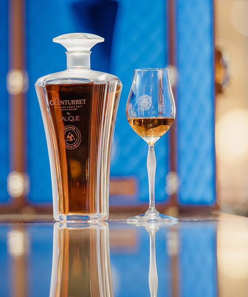 lalique shapes rare glenturret prowess whisky decanter as art deco trophy