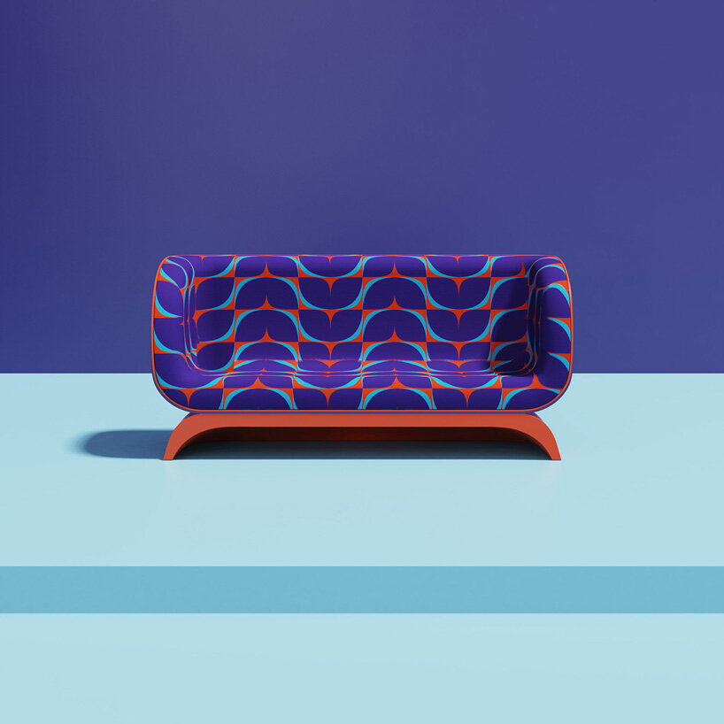 simple yet vibrant ‘leaves sofa’ injects splash of color and organic forms into the home